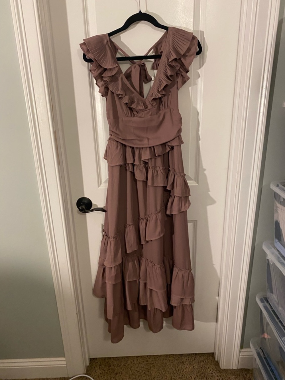 Storia Tiered Ruffled Smocked Back Lined Gown